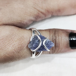 เครื่องประดับหินหยาบแหวนผู้หญิงแหวนธรรมชาติปรับได้พลอย tanzanite วงลวดวันเกิด925แหวนเงินสเตอร์ลิง - Product Image 4