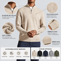 Pull en laine tricoté pour homme FNJIA, col zippé, tissu texturé, manches longues, pull chaud, automne, style business décontracté