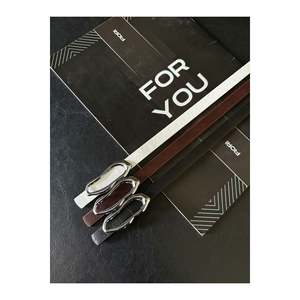 ชุดเข็มขัดดีไซน์อิตาลี 3 เส้น พร้อมหัวเข็มขัดสีเงิน เข็มขัดสำหรับกางเกง เข็มขัดสำหรับเสื้อเชิ้ต เข็มขัดสำหรับแจ็คเก็ต - สีดำ-สีแดงเบอร์กันดี-สีขาว-สีเงิน - Product Image 3