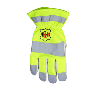 Gants de travail de qualité supérieure pour chauffeur, haute visibilité, non doublés, pointes fluorescentes, doublure douce, fonctions anti-coupure et antidérapantes, en cuir - Product Image 6
