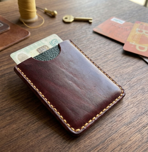 Vintage Genuine Leather Minimalist <b>ID</b> Card <b>Holder</b> Slim Card Sleeve Credit Card Wallet Front Pocket Case for Office Gift - Product Image 4