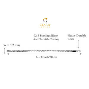 NOVAMART Fine 92.5 Sterling Silver Box Bracelet for <b>Men</b> & Boys 8 Inch Tennis Rhodium Plating Diamond Anti-Tarnish Gift 17 gm Who - Product Image 3