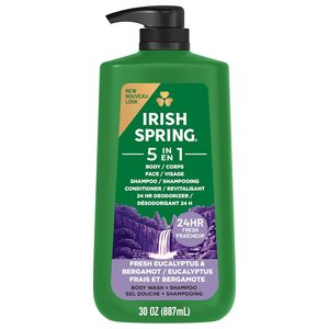 Irish Spring Gel Douche Hydratant et Rafraîchissant 5 en 1 pour Hommes, Shampoing & Après-Shampoing, Nettoyant Visage, Désodorisant 24h, Sans Parabènes - Product Image 5
