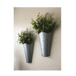 whole sale galvanized hanging planter for indoor plants galvanized bucket <b>wall</b> planter with hole farm house <b>flower</b> vase - Product Image 2