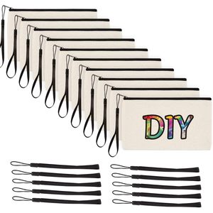 Wholesale Eco Friendly Custom Cotton <b>Canvas</b> Zipper Pouches <b>Plain</b> Makeup Cosmetic Bags with Logo Printing - Product Image 4