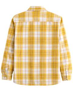 Camisa a Cuadros para Hombre, Manga Larga, Estilo Casual de Franela, Color Amarillo Mostaza y Blanco, Fabricante Personalizado, Venta al por Mayor, OEM - Product Image 2