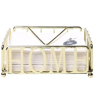 Porte-serviettes en métal doré portable fait à la main panier organisateur de vaisselle de dernière exportation avec support à mouchoirs de stockage facile - Product Image 3