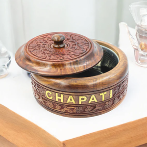 Wooden Casserole Chapati <b>Box</b> <b>for</b> Kitchen Hotpot Roti <b>Box</b> Casserole <b>for</b> Kitchen Serving Casserole Set Hotpot <b>for</b> Chapati Dining Table Decoration - Product Image 3