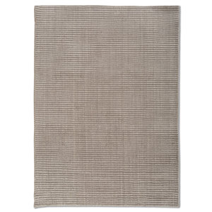 พรมขนสัตว์และไหมทอมือสีเทาและสีดำลายทาง พรมปูพื้นห้องโถงรูปสี่เหลี่ยมผืนผ้า พรมปูพื้นห้องแบบทอเรียบและพรมปูพื้นห้องแบบ PVC-HWS-2002 - Product Image 1