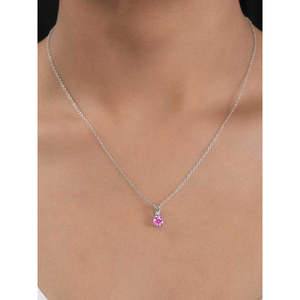 Collar de circonita cúbica rosa de 0,50 quilates para mujer, accesorio de moda de Plata de Ley 925 pura SSP671PK - Product Image 4