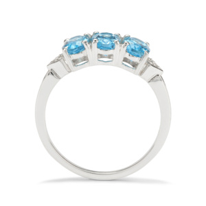 Anillo de Topacio Azul Suizo de 2.03ct con Circonita Blanca, Plata de Ley, Incrustación Geométrica - Product Image 3