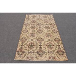 พรมขนสัตว์สีเบจสีน้ำตาลคลาสสิกขนาด3.9x6.9ฟุตทำด้วยมือแบบตุรกีการเย็บปะติดปะต่อกันเป็นรูปสี่เหลี่ยมผืนผ้าสำหรับห้องนั่งเล่นห้องนอนห้องโถงน้ำยาง4เมตร - Product Image 1