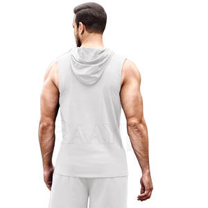 Fabricant d'usine sur mesure Gym Fitness débardeur à capuche à la mode grande taille Gym Fitness débardeur à capuche - Product Image 2