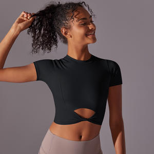 Camiseta de Yoga para Mujer, Top Corto Deportivo, Ajustado, Transpirable, de Secado Rápido, Ecológico, Reversible, Corte Regular, Manga Corta, para Gimnasio - Product Image 2