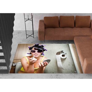 Tapis de salle de bain pour fille tendance : Tapis moderne antidérapant, avec poils doux - Product Image 5