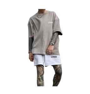 Conjunto de Camiseta y Pantalones Cortos Casuales de Verano para Hombre, Chándal Deportivo de Color, Trajes Holgados, Talla Grande, Transpirable, de Algodón - Product Image 2