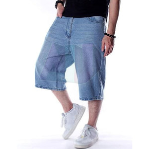 Casual <b>Men's</b> Breathable Straight Mid Waist Light <b>Wash</b> 100% Cotton Jeans Jorts-Durable Construction for Daily Summer Wear - Product Image 4