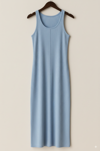 Vestido Elegante de Punto Acanalado para Mujer, Manga Corta, Largo hasta el Suelo, con Cuentas, Ajustado, Ligero - Product Image 6