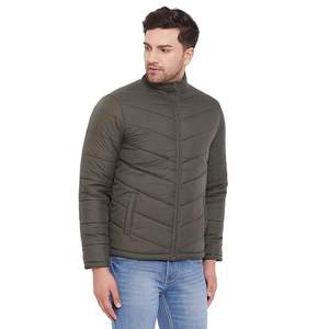 Veste matelassée personnalisable High Street pour hommes, veste de sport d'hiver coupe-vent imperméable en coton polaire brodé à col montant, chaude - Product Image 3