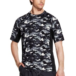 Rashguard pour hommes de qualité supérieure anti-transpiration antibactérien écologique Spandex/Polyester séchage rapide respirant demi manches sport - Product Image 1