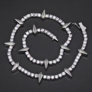 Totalmente helado Moissanite diamante tenis cadena Punk gargantilla collar y pulsera Hip Hop joyería personalizada joyería regalo para hombres - Product Image 4