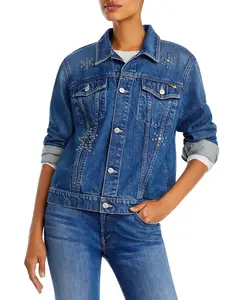 उच्च गुणवत्ता वाले नीले आकार के लंबे डेनिम जैकेट से परेशान महिला जेई जैकेट थोक डेनिम जैकेट आपूर्तिकर्ता