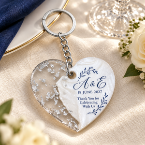 Llavero de Resina Epoxi con Corazón Personalizado en Papel de Aluminio Plateado, Iniciales Personalizadas, Fecha, Boda, Compromiso, Aniversario, Regalos de Agradecimiento para Invitados - Product Image 4