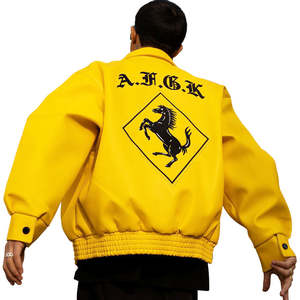 <b>Mens</b> Wool Streetwear Varsity Jacket Custom Chenille Embroidery Stand Collar Reversible Waterproof College Letter Pattern - Product Image 2