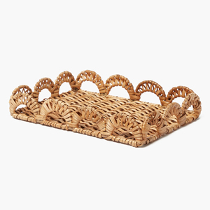 Petit plateau de service en rotin rectangulaire à bord festonné Plateau en rotin tissé pour exposer des aliments ou des articles chéris fabriqués au Vietnam - Product Image 4