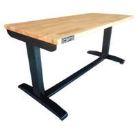 Bureau de travail réglable en hauteur, moderne, avec plateau en bois, robuste, avec cadre en métal, de haute qualité