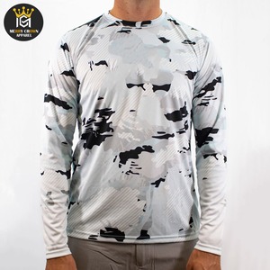 Cómodo hecho a medida de talla grande ropa de calle tela de algodón pesado sublimación nuevo diseño de manga larga cuello redondo hombres camisas de pesca - Product Image 1