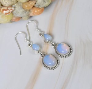 925โอปอลสีธรรมชาติน้ำนมเงินสเตอริงต่างหูแบบเกี่ยว1คู่หินก้อนใหญ่สำหรับเป็นของขวัญสำหรับเธอ - Product Image 2