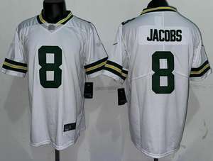 ชุดเสื้อเจอร์ซีย์กรีนเบย์แพ็คเกอร์สคุณภาพสูง ปี 2026 สำหรับ # 8 จอช จาคอบส์ เสื้อฟุตบอลชายอเมริกัน ระบายอากาศได้ดี ไซส์ใหญ่ แบบสั้น - Product Image 3