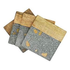 Mejor oferta Juego de posavasos hechos a mano de bambú y nogal con esmalte Impreso Utensilios de cocina Posavasos para uso en la Mesa - Product Image 2