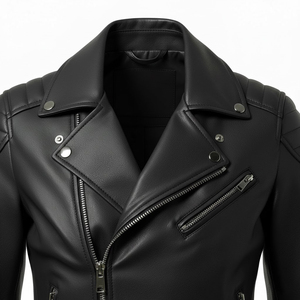 Veste d'hiver rétro Nouvelle arrivée Logo personnalisé moderne ODM Cuir végétalien durable Veste de moto pour femme Surdimensionnée Noir Peau d'agneau Femme - Product Image 5