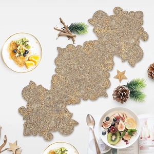 Handmade Christmas Decorative Beaded <b>Runner</b> Placemat Knitted <b>Dining</b> <b>Table</b> Mat with Fancy Leaves Design for Weddings Holidays - Product Image 5