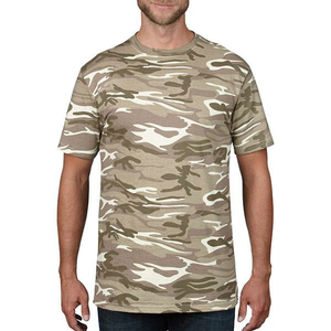 T-shirt camouflage à col rond pour homme, 100 % coton, coupe ample, respirant, idéal pour la gym – Nouvelle collection très prisée - Product Image 1
