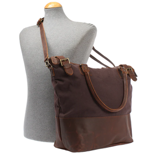 Vintage Styled Mocha Canvas Tote <b>Bag</b> for Women Water Resistant Shoulder <b>Bag</b> with Lockable Main Compartment and Removable Strap - Product Image 6