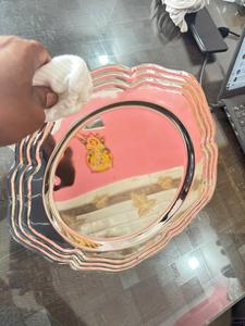 Assiette de présentation en métal argenté, vente chaude, moderne, pour la cuisine, le comptoir de salle à manger, la présentation des aliments, le service de nourriture lors de fêtes et de mariages - Product Image 4