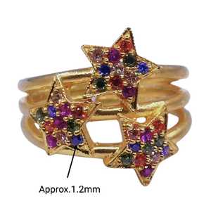 แหวนทองรูปดาวหลากสีสไตล์คลาสสิกสเตอร์ลิงสีเงิน925สำหรับงานแต่งงาน - Product Image 2