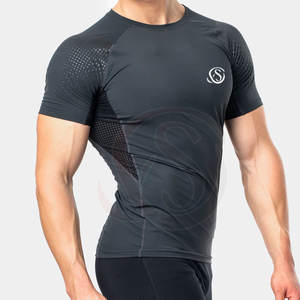 Camiseta Deportiva Personalizada para Hombre, Corte Ajustado, Cuello Redondo, con Tela de Lona Transpirable de Algodón/Fibra de Bambú, Color Sólido, Ropa Casual de Verano - Product Image 1