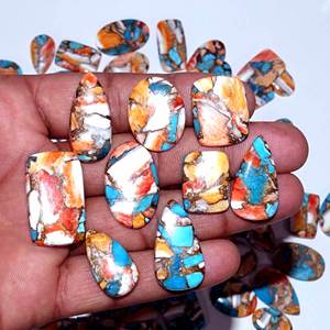 Cabochon de pierres précieuses en vrac turquoise super huître épineuse en vrac lot de gros mélange de forme et de pierres précieuses fines pour la fabrication de bijoux - Product Image 4