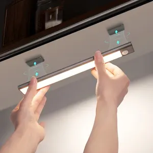 EONLINE 3D LED hareket sensörü dolap ışığı tezgah altı dolap aydınlatma kablosuz manyetik USB şarj edilebilir mutfak gece işıkları