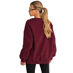 เสื้อสเวตเตอร์แบบสวมหัวสำหรับผู้หญิงโอเวอร์ไซส์ผ้าฝ้ายแบบ100% สีพื้น - Product Image 4