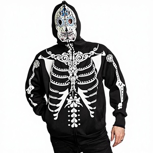 Sweat à capuche zippé pour femme, costume squelette d'hiver, avec logo personnalisable sur le devant - Product Image 1