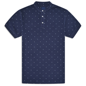 100% algodón de punto azul marino impreso banda cuello camiseta personalizable logotipo ecológico alta calidad sólido transpirable Casual en blanco - Product Image 1