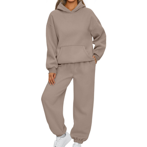 Survêtements d'hiver à capuche pour femmes de haute qualité, impression personnalisée, 100% coton respirant, vêtements de sport à manches longues - Product Image 1