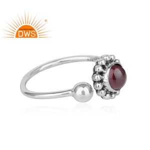 แหวนอัญมณีโกเมนธรรมชาติทำจากเงินแท้ปรับได้ดีไซน์ล่าสุดจากผู้ผลิตเครื่องประดับ - Product Image 3