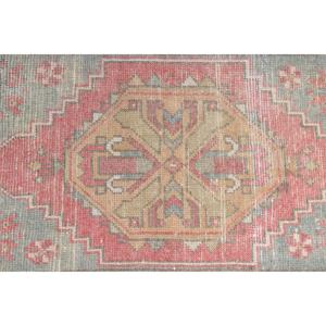 1.2x3.2 ft Vintage Turkish Rug, <b>Runner</b> Rug, <b>Red</b> Wool Rug - Product Image 5