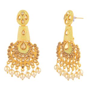 Vente en gros de bijoux indiens, boucles d'oreilles pendantes en cristal, couleur menthe, imitation perle, émail, tendance - Product Image 5